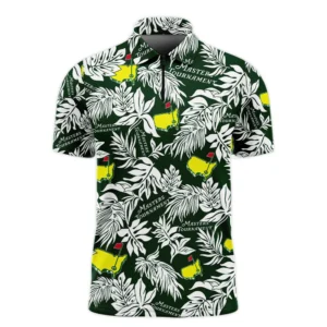 Hawaiian Tropical Leaves Pattern Golf Masters Tournament Long Polo Shirt Style Classic Long Polo Shirt For Men