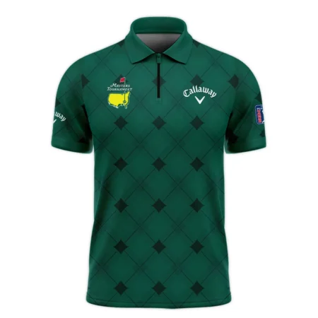 Golf Masters Tournament Green Argyle Pattern Callaway Zipper Polo Shirt Style Classic Zipper Polo Shirt For Men