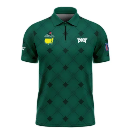 Golf Masters Tournament Green Argyle Pattern Zipper Polo Shirt Style Classic Zipper Polo Shirt For Men