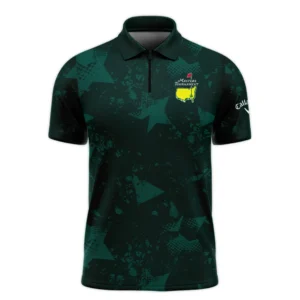 Dark Green Grunge Stars Pattern Golf Masters Tournament Callaway Long Polo Shirt Style Classic Long Polo Shirt For Men