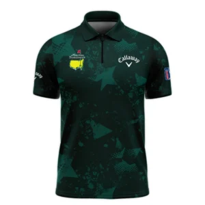 Dark Green Grunge Stars Pattern Golf Masters Tournament Callaway Long Polo Shirt Style Classic Long Polo Shirt For Men