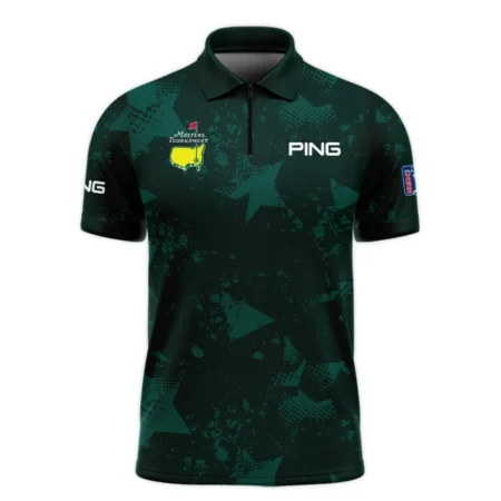 Dark Green Grunge Stars Pattern Golf Masters Tournament Ping Zipper Polo Shirt Style Classic Zipper Polo Shirt For Men