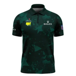 Dark Green Grunge Stars Pattern Golf Masters Tournament Rolex Long Polo Shirt Style Classic Long Polo Shirt For Men