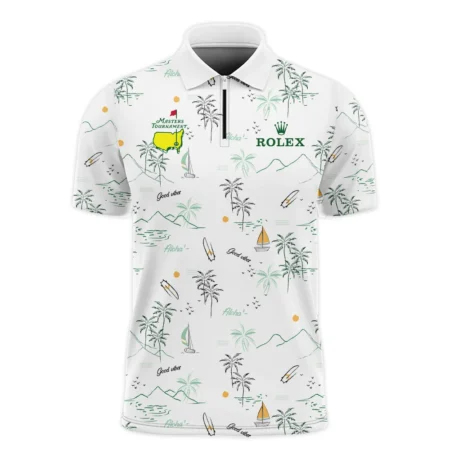 Island Seamless Pattern Golf Masters Tournament Rolex Zipper Polo Shirt Style Classic Zipper Polo Shirt For Men