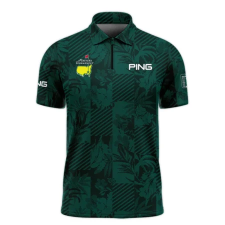 Tropical Leaves ,Foliage With Geometric Stripe Pattern Golf Masters Tournament Ping Zipper Polo Shirt Style Classic Zipper Polo Shirt For Men