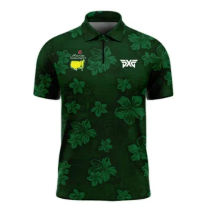 Hawaiian Tribal Elements And Hibiscus Flowers Patchwork Golf Masters Tournament Long Polo Shirt Style Classic Long Polo Shirt For Men