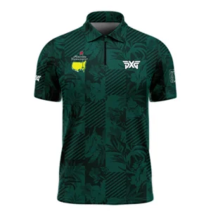 Tropical Leaves ,Foliage With Geometric Stripe Pattern Golf Masters Tournament Polo Shirt Style Classic Polo Shirt For Men