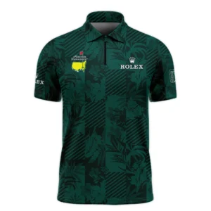 Tropical Leaves ,Foliage With Geometric Stripe Pattern Golf Masters Tournament Rolex Polo Shirt Style Classic Polo Shirt For Men