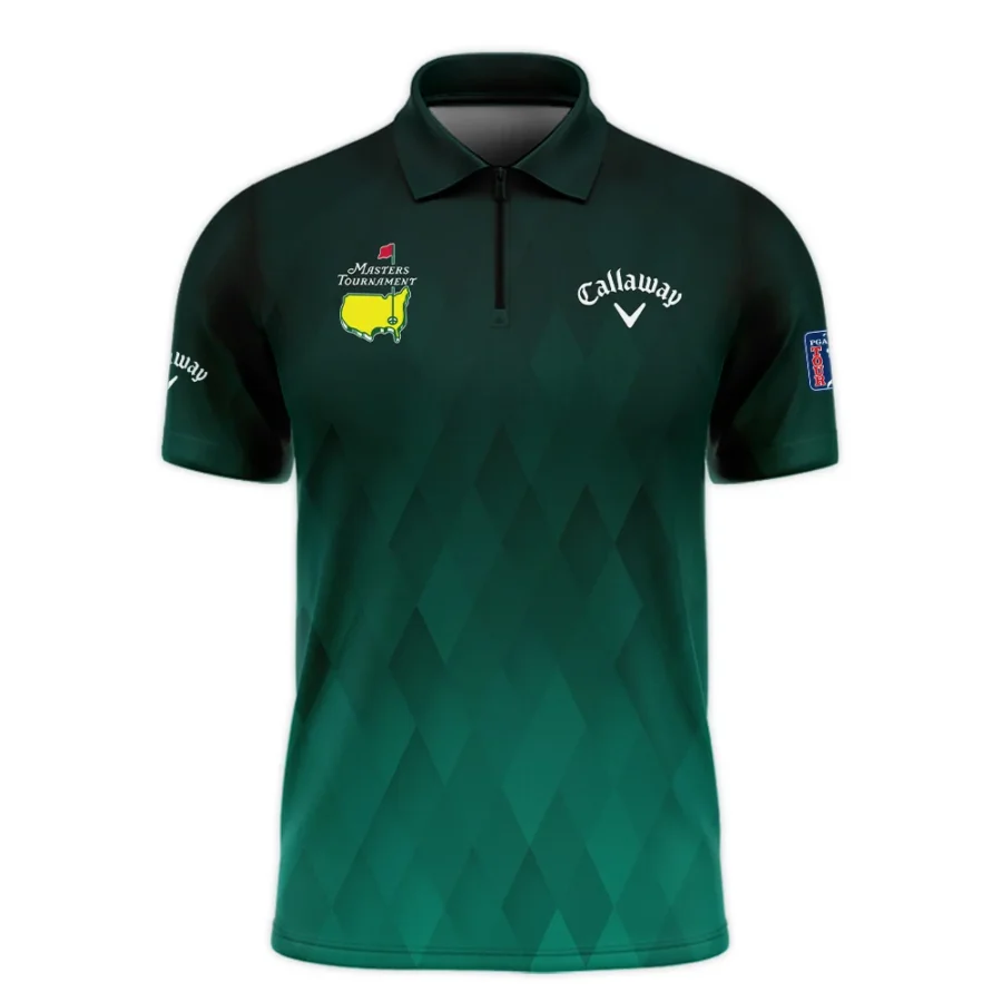 Gradient Dark Green Geometric Pattern Masters Tournament Callaway Zipper Polo Shirt Style Classic Zipper Polo Shirt For Men