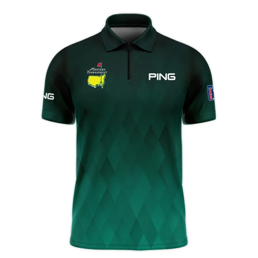 Gradient Dark Green Geometric Pattern Masters Tournament Ping Zipper Polo Shirt Style Classic Zipper Polo Shirt For Men