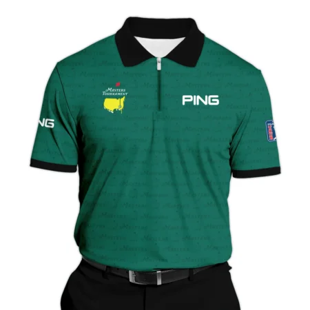 Golf Pattern Cup Green Masters Tournament Ping Zipper Polo Shirt Style Classic Zipper Polo Shirt For Men