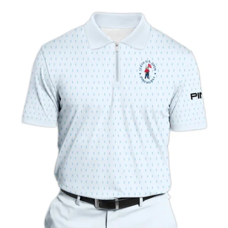 Golf Pattern Cup Light Blue Green 124th U.S. Open Pinehurst Ping Zipper Polo Shirt Style Classic Zipper Polo Shirt For Men