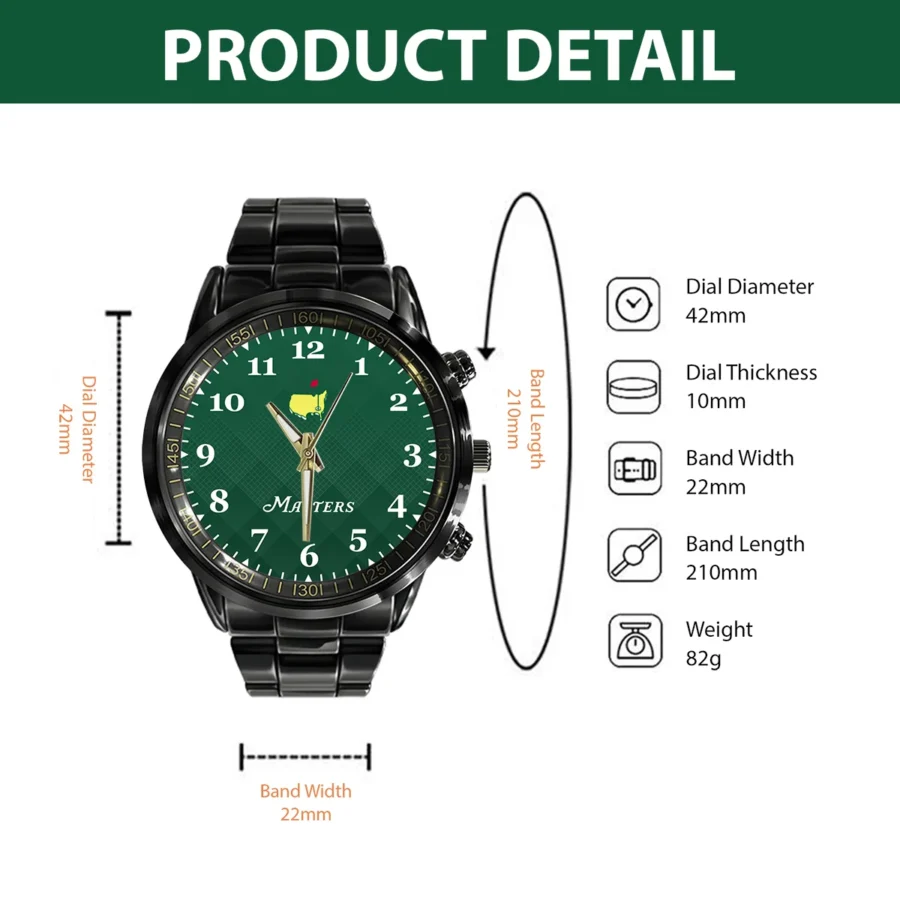 Masters Tournament Black Stainless Steel Watch Gradient Dark Green Pattern