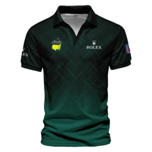 Rolex Masters Tournament Sport Jersey Pattern Dark Green Vneck Long Polo Shirt Style Classic Long Polo Shirt For Men