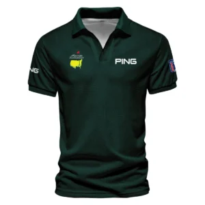 Masters Tournament Ping Pattern Sport Jersey Dark Green Vneck Long Polo Shirt Style Classic Long Polo Shirt For Men