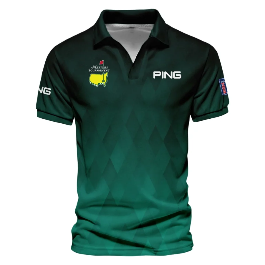 Gradient Dark Green Geometric Pattern Masters Tournament Ping Vneck Polo Shirt Style Classic Polo Shirt For Men