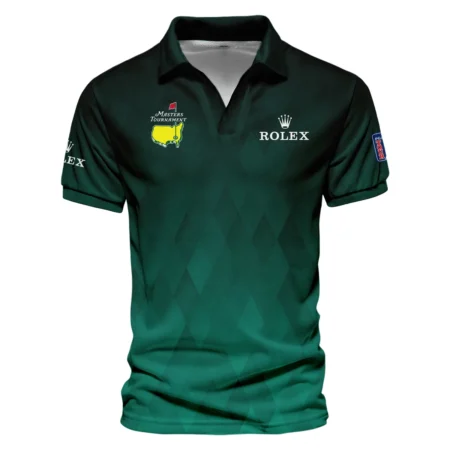 Gradient Dark Green Geometric Pattern Masters Tournament Rolex Vneck Polo Shirt Style Classic Polo Shirt For Men