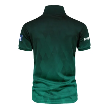 Gradient Dark Green Geometric Pattern Masters Tournament Ping Vneck Polo Shirt Style Classic Polo Shirt For Men