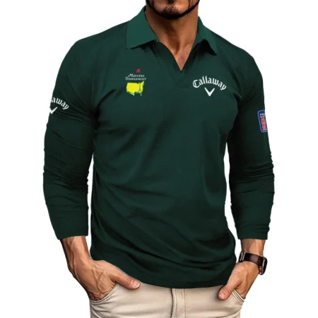 Masters Tournament Callaway Pattern Sport Jersey Dark Green Vneck Long Polo Shirt Style Classic Long Polo Shirt For Men