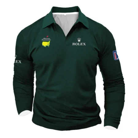 Masters Tournament Rolex Pattern Sport Jersey Dark Green Vneck Long Polo Shirt Style Classic Long Polo Shirt For Men