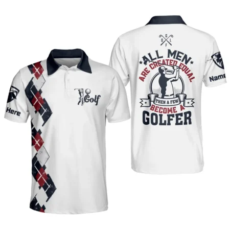 Personalized Funny Golf Shirts for Men All Men Are Created Equal Mens Golf Shirts Short Sleeve GOLF