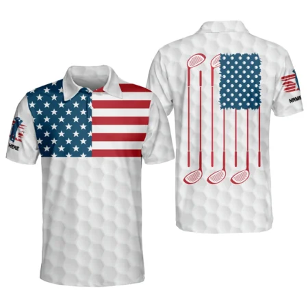 Personalized Funny Golf Polo Shirt for Men Proud Golf American Flag Polo Shirt 3D Patriotic Mens Golf Polo Shirts GOLF
