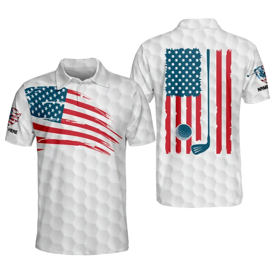 Personalized Funny Golf Polo Shirt for Men Proud Golf American Flag Polo Shirt 3D Patriotic Mens Golf Polo Shirts GOLF