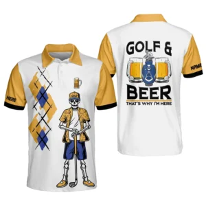 Personalized Funny Golf Shirts for Men Golf and Beer Par Tee Shirts Short Sleeve Polos Dry Fit GOLF