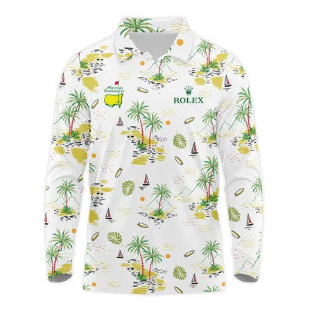 Rolex Landscape With Palm Trees Beach And Oceann Masters Tournament Long Polo Shirt Style Classic Long Polo Shirt For Men