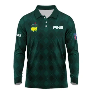 Dark Green Argyle Plaid Pattern Golf Masters Tournament Ping Zipper Polo Shirt Style Classic Zipper Polo Shirt For Men