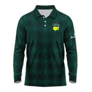 Dark Green Argyle Plaid Pattern Golf Masters Tournament Rolex Zipper Polo Shirt Style Classic Zipper Polo Shirt For Men