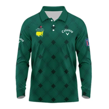 Golf Masters Tournament Green Argyle Pattern Callaway Long Polo Shirt Style Classic Long Polo Shirt For Men