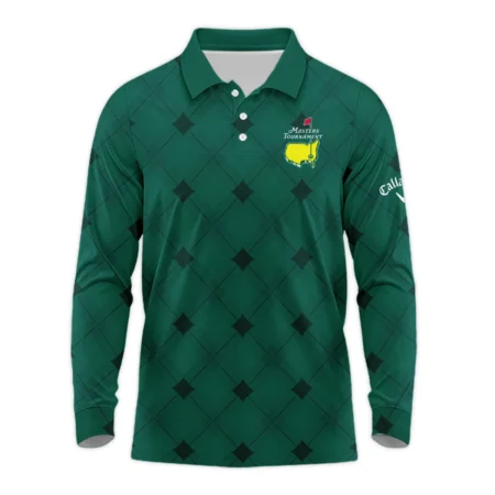 Golf Masters Tournament Green Argyle Pattern Callaway Long Polo Shirt Style Classic Long Polo Shirt For Men