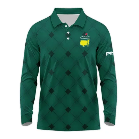 Golf Masters Tournament Green Argyle Pattern Ping Long Polo Shirt Style Classic Long Polo Shirt For Men