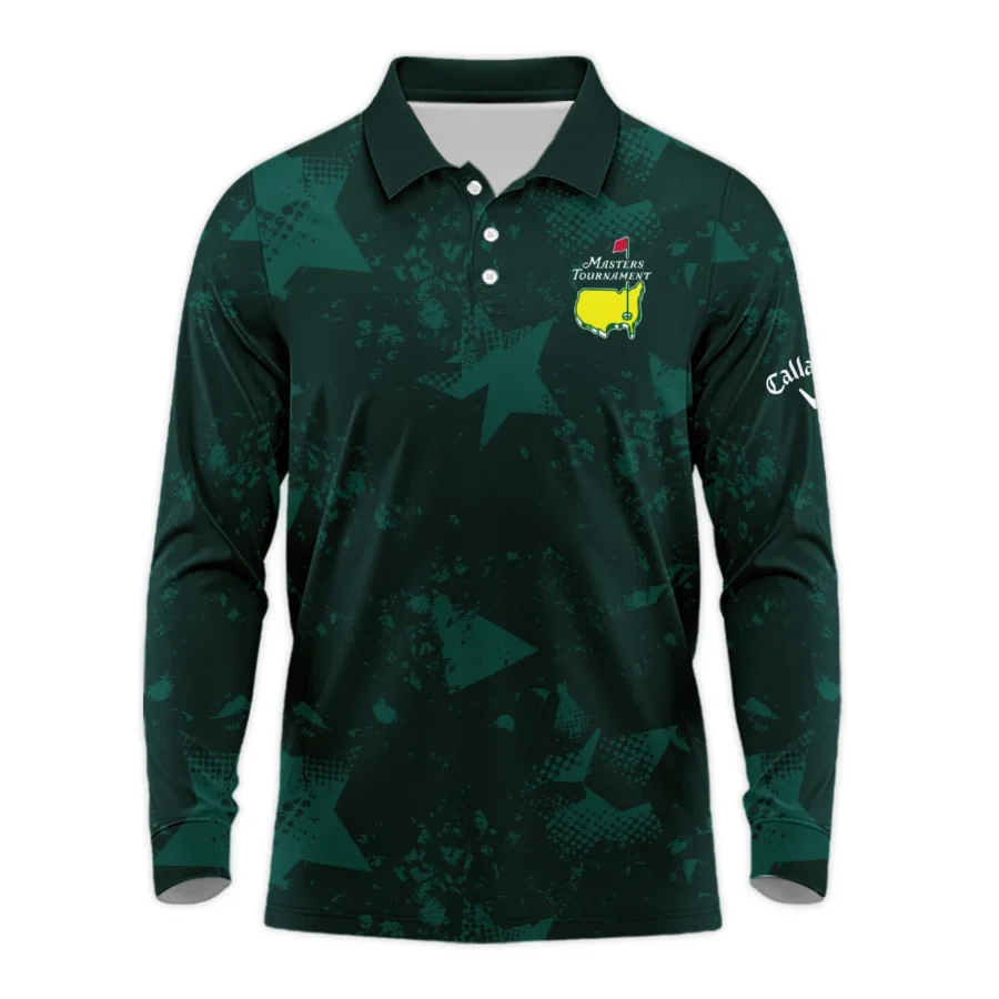 Dark Green Grunge Stars Pattern Golf Masters Tournament Callaway Long Polo Shirt Style Classic Long Polo Shirt For Men