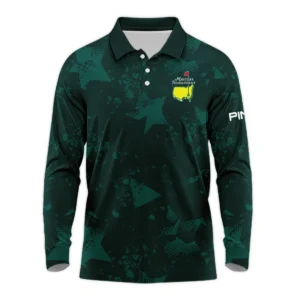 Dark Green Grunge Stars Pattern Golf Masters Tournament Ping Zipper Polo Shirt Style Classic Zipper Polo Shirt For Men