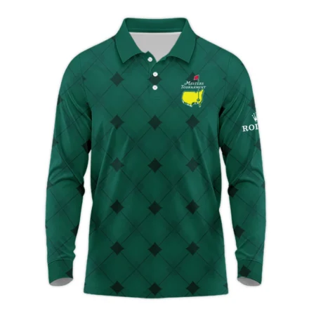 Golf Masters Tournament Green Argyle Pattern Rolex Long Polo Shirt Style Classic Long Polo Shirt For Men