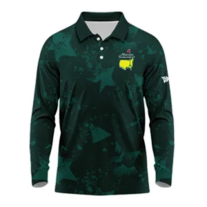 Dark Green Grunge Stars Pattern Golf Masters Tournament Zipper Polo Shirt Style Classic Zipper Polo Shirt For Men