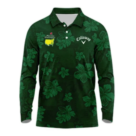 Hawaiian Tribal Elements And Hibiscus Flowers Patchwork Golf Masters Tournament Callaway Long Polo Shirt Style Classic Long Polo Shirt For Men