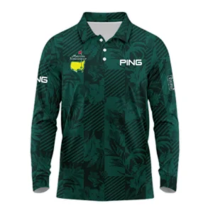 Tropical Leaves ,Foliage With Geometric Stripe Pattern Golf Masters Tournament Ping Zipper Polo Shirt Style Classic Zipper Polo Shirt For Men