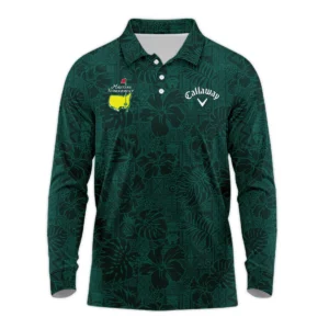 Hibiscus And Tropical Leaves With Tribal Elements Pattern Golf Masters Tournament Callaway Zipper Polo Shirt Style Classic Zipper Polo Shirt For Men