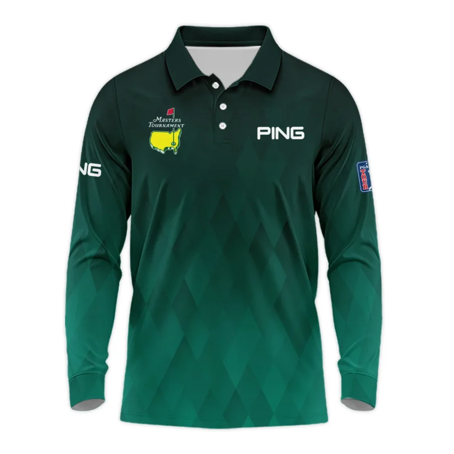 Gradient Dark Green Geometric Pattern Masters Tournament Ping Long Polo Shirt Style Classic Long Polo Shirt For Men