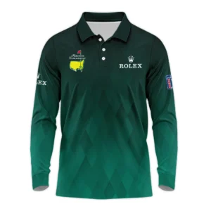 Gradient Dark Green Geometric Pattern Masters Tournament Rolex Zipper Polo Shirt Style Classic Zipper Polo Shirt For Men