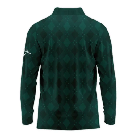 Dark Green Argyle Plaid Pattern Golf Masters Tournament Callaway Long Polo Shirt Style Classic Long Polo Shirt For Men