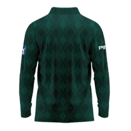 Dark Green Argyle Plaid Pattern Golf Masters Tournament Ping Long Polo Shirt Style Classic Long Polo Shirt For Men