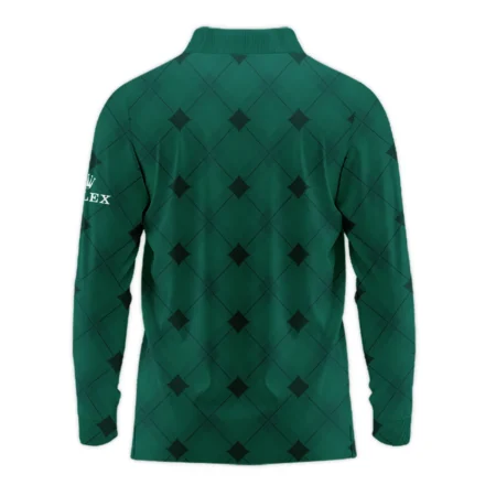 Golf Masters Tournament Green Argyle Pattern Rolex Long Polo Shirt Style Classic Long Polo Shirt For Men