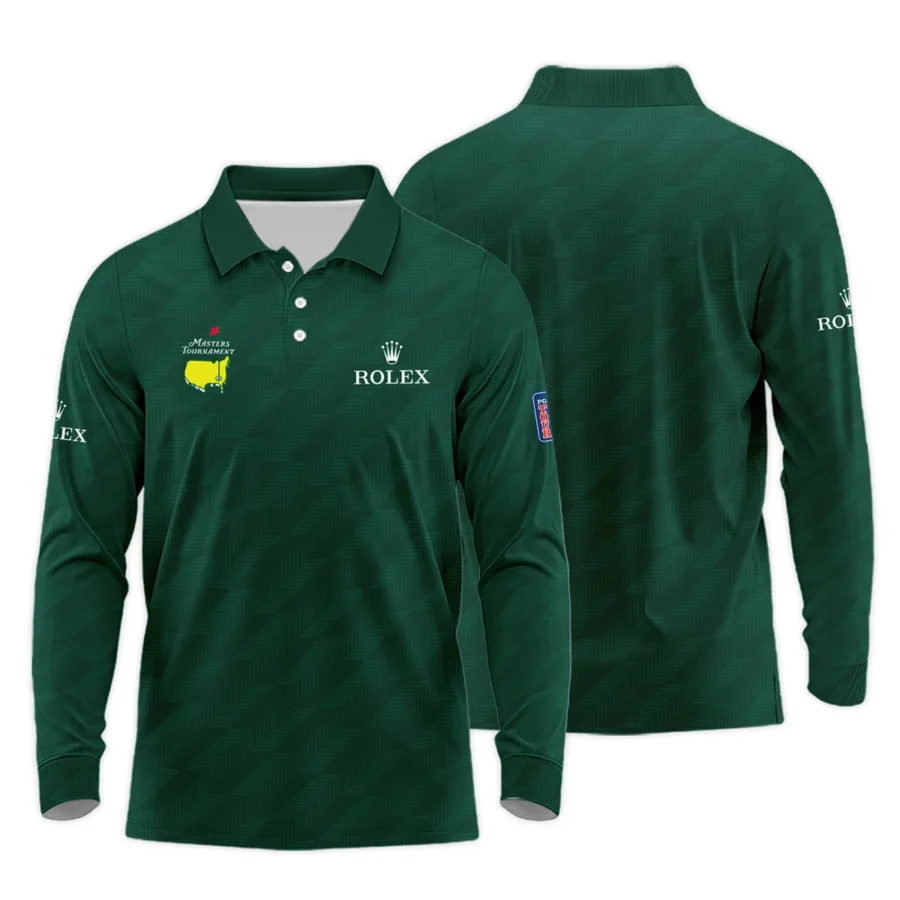 Masters Tournament Rolex Star Dark Green Pattern Long Polo Shirt Style Classic Long Polo Shirt For Men