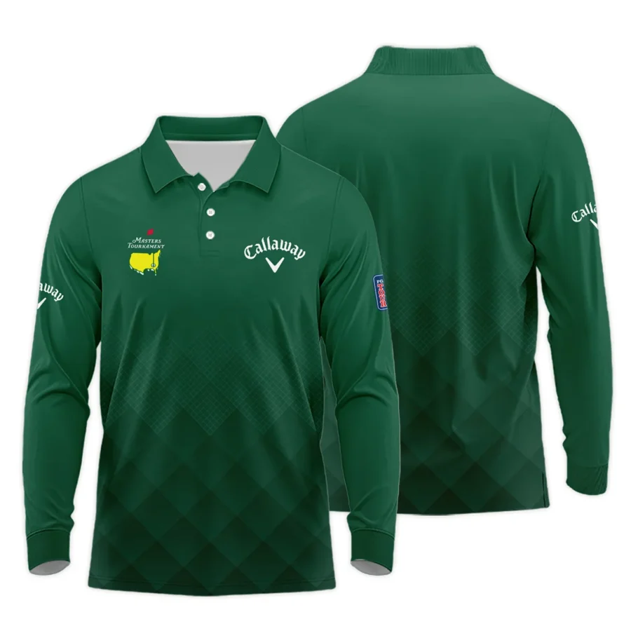 Masters Tournament Callaway Gradient Dark Green Pattern Long Polo Shirt Style Classic Long Polo Shirt For Men