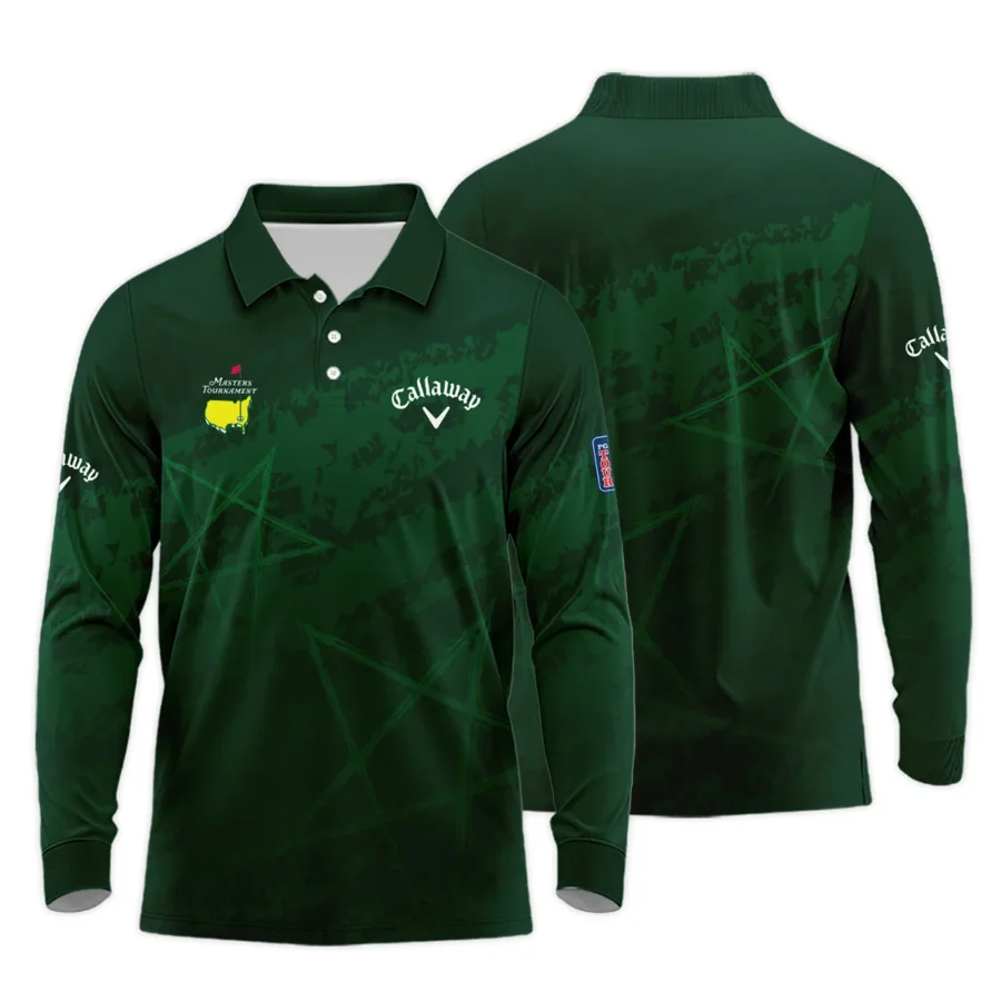 Stars Gradient Dark Green Grunge Pattern Masters Tournament Callaway Long Polo Shirt Style Classic Long Polo Shirt For Men