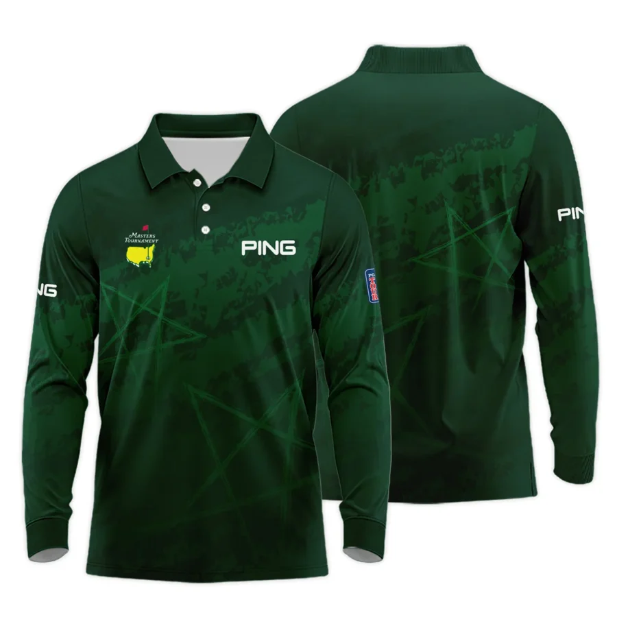 Stars Gradient Dark Green Grunge Pattern Masters Tournament Ping Long Polo Shirt Style Classic Long Polo Shirt For Men